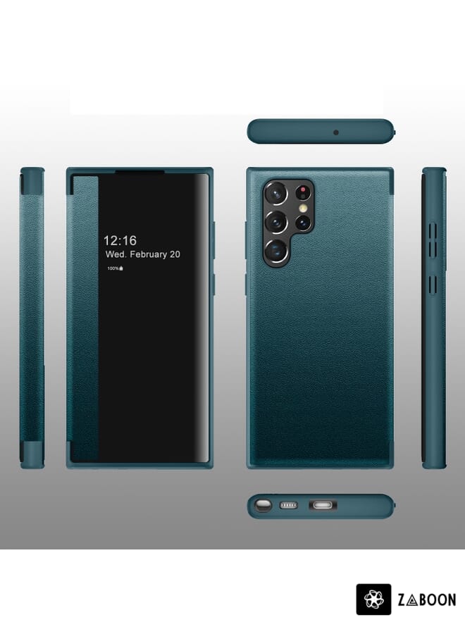 Zaboon Protective Case For Samsung Galaxy S23 Ultra 5G Magnetic Window View Flip Leather - Image 3