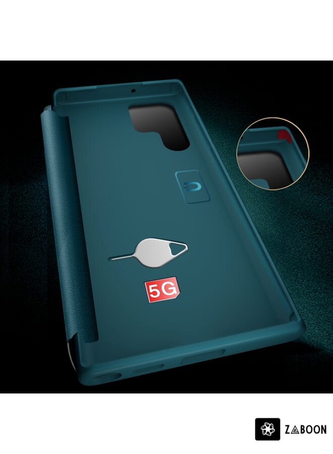 Zaboon Protective Case For Samsung Galaxy S23 Ultra 5G Magnetic Window View Flip Leather - Image 5