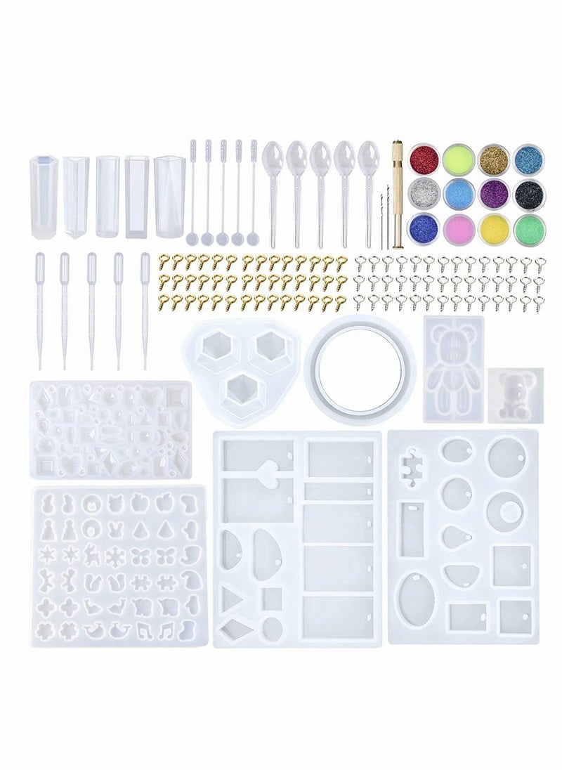 KASTWAVE - DIY Jewelry Casting Molds More Than 120 Designs Contains 8 Silicone Jewelry Resin Molds with 70 Designs,1 Earring Molds with 25 Designs,2 Necklace Bear Molds,3 Diamonds Mold 229Pcs - Image 1