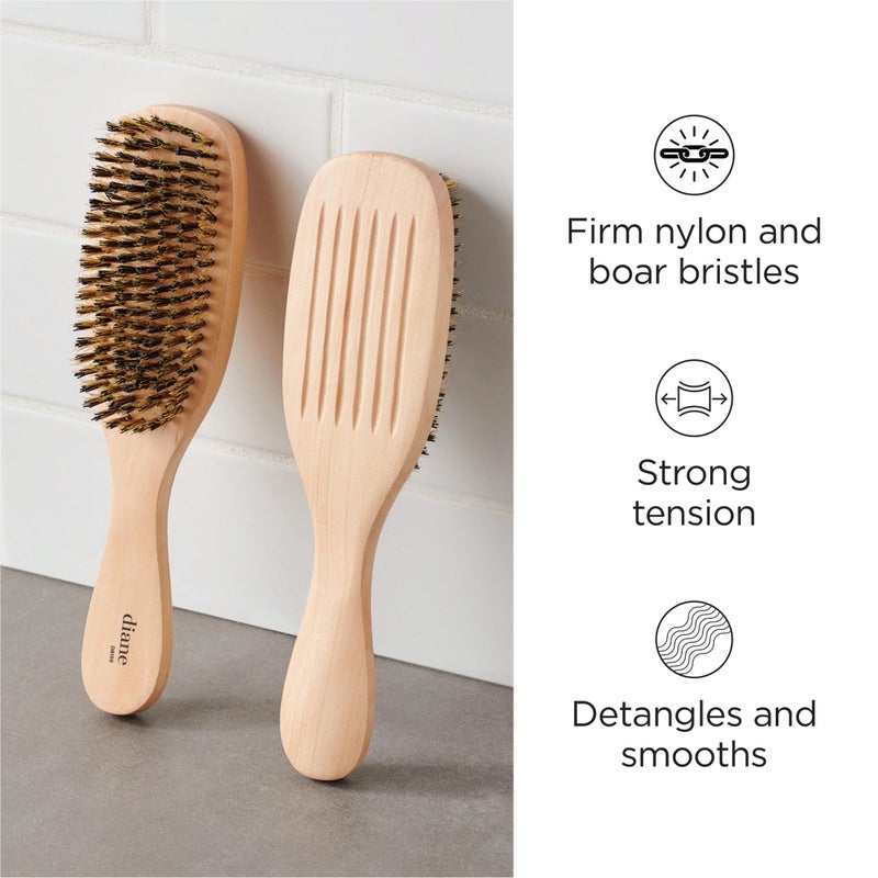 Diane Reinforced Boar Bristle Wave Brush for Men and Barbers â€“ Hard Bristles for Thick to Coarse Hair â€“ Use for Detangling, Smoothing, Wave Styles, Restore Shine and Texture - Image 2