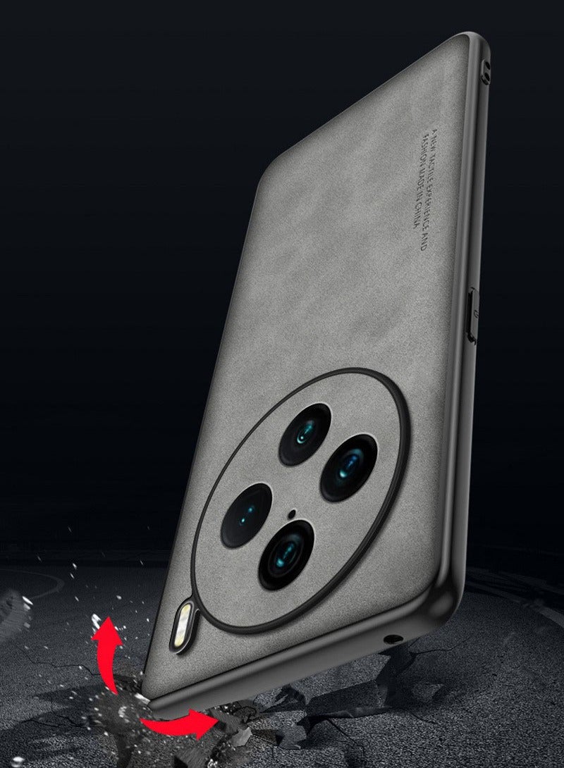 عام غطاء فيفو X200 برو - حماية بارزة لعدسة الكاميرا، جلد صناعي بملمس جلد الخروف الفاخر، غطاء مقاوم للصدمات بتصميم عصري أنيق، ملمس مريح للاستخدام اليومي. - Image 5