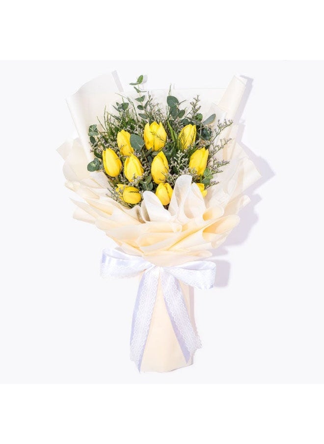 Buy Any Flowers - 11 Yellow Tulips Bouquet - Image 1