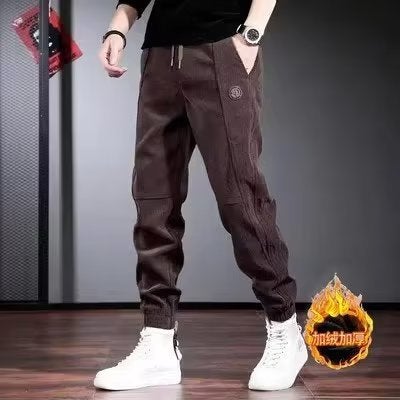 بناطيل كوردuroي مريحة للرجال مبطنة بالفليس 219 بني 219 بني  - Image 3