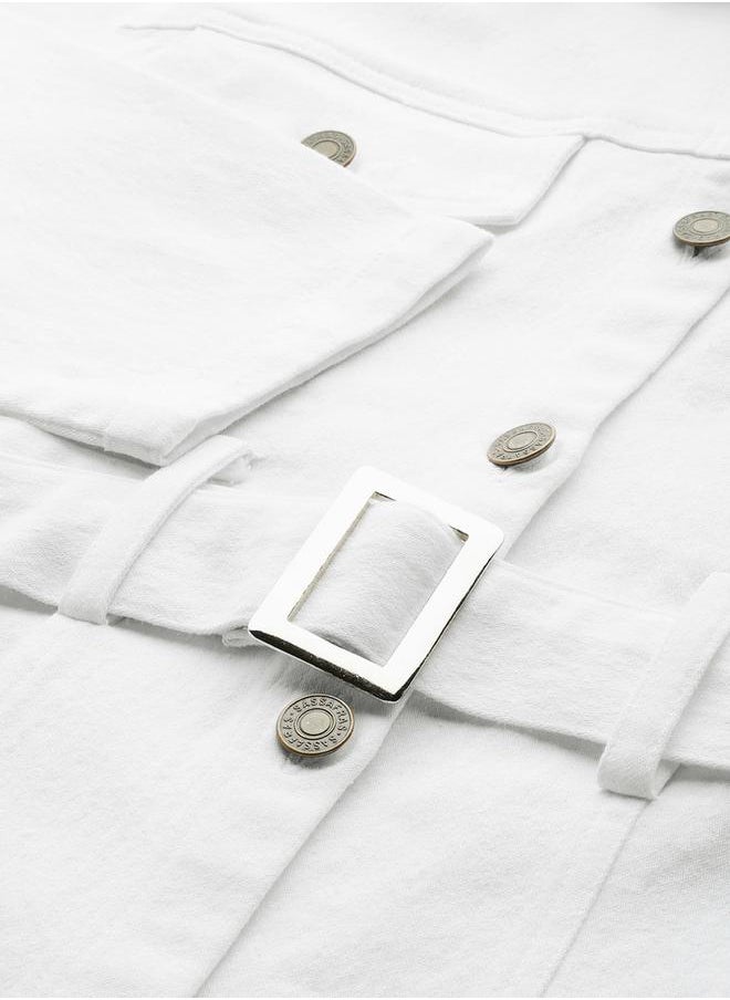 SASSAFRAS - Belted Denim Jacket with Flap Pockets by Styli - Image 1