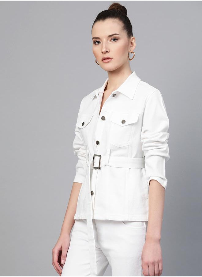 SASSAFRAS - Belted Denim Jacket with Flap Pockets by Styli - Image 1