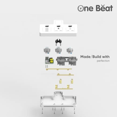 One Beat Cordless Extension Board with Individual Switch-Multi Plug Socket with 2 Sockets + 3 USB - Flex Board with Safety Shutter Protection - Image 3