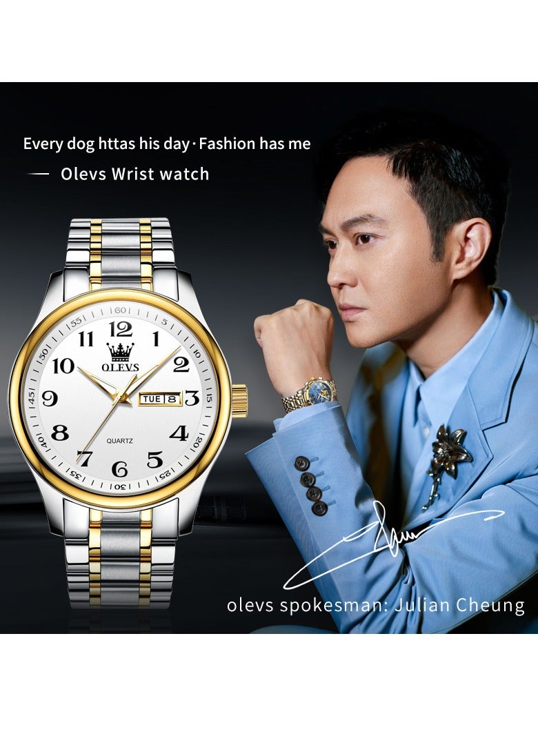OLEVS Classic Bussiness Quartz Watch for Men Digital Dial Date Week Display Clock Luminous Waterproof Man Fashion Wristwatches - Image 3