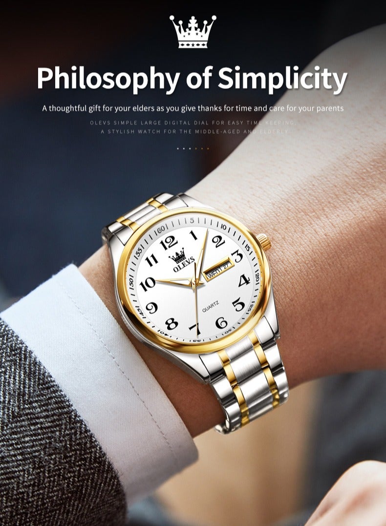 OLEVS Classic Bussiness Quartz Watch for Men Digital Dial Date Week Display Clock Luminous Waterproof Man Fashion Wristwatches - Image 4