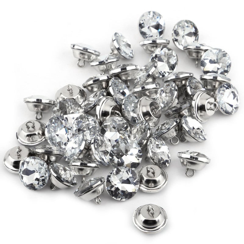Round Rhinestones 25mm K9 Crystal Core Sparkle Buttons - Zinc Alloy Base No Sharp Edges Decoration Buttons for Dress Furniture Headboard Craft - Image 2