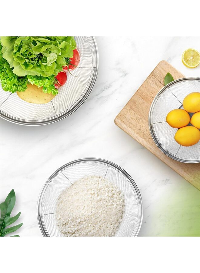 طقم مصافي من 3 قطع من  - سلال مصفاة شبكية من الفولاذ المقاوم للصدأ مع قاعدة للراحة - 11 بوصة 5 كوارت، 9.5 بوصة 4 كوارت و8.5 بوصة 3 كوارت - تصفية، تصريف، شطف، طهي بالبخار أو طهي الطعام - Image 5