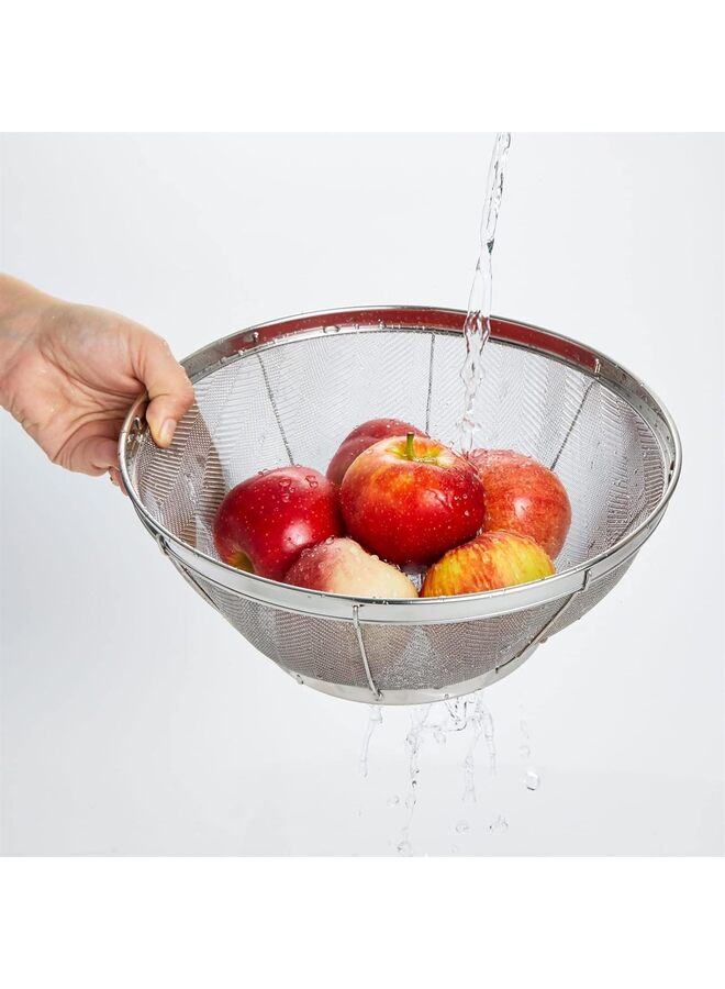 طقم مصافي من 3 قطع من  - سلال مصفاة شبكية من الفولاذ المقاوم للصدأ مع قاعدة للراحة - 11 بوصة 5 كوارت، 9.5 بوصة 4 كوارت و8.5 بوصة 3 كوارت - تصفية، تصريف، شطف، طهي بالبخار أو طهي الطعام - Image 2