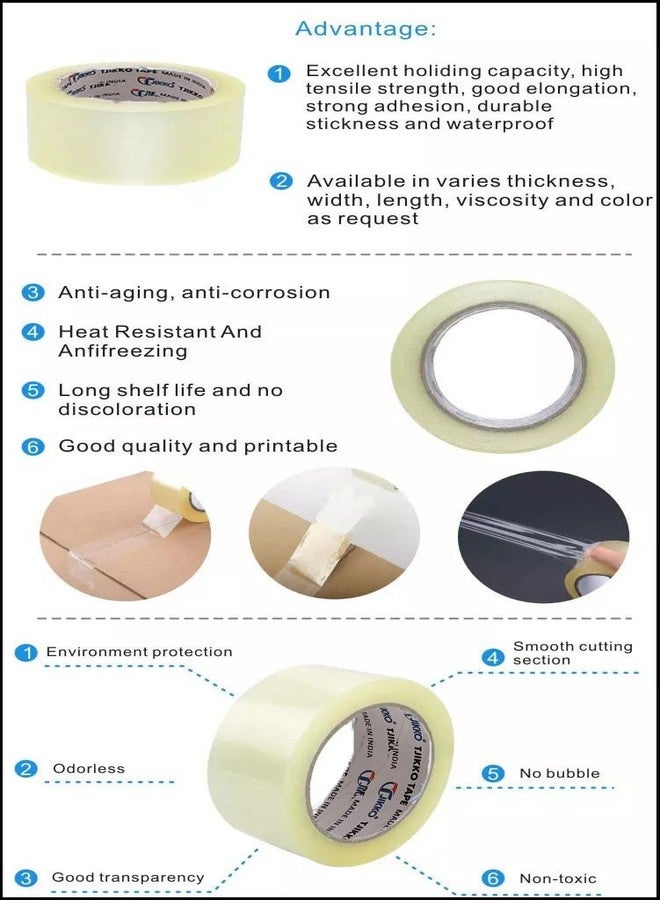 TJIKKO Cello Tape/BOPP Tape/Packing Tape Premium Grade 72 mm width 65 meter length Clear (Transparent, 4 Tape Roll) - Image 5