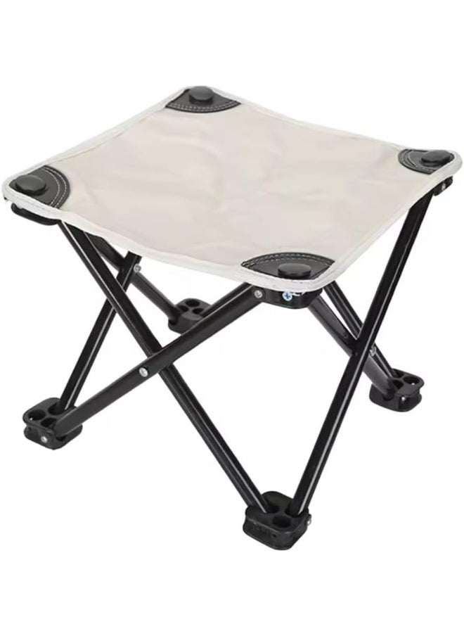 Generic Portable Camping Chair, Footrest, Folding Stool, Small Portable Outdoor Beach Camping Chair, Foldable, Lightweight and Durable for Camping, Fishing, Hiking (White * Black)  - Image 1