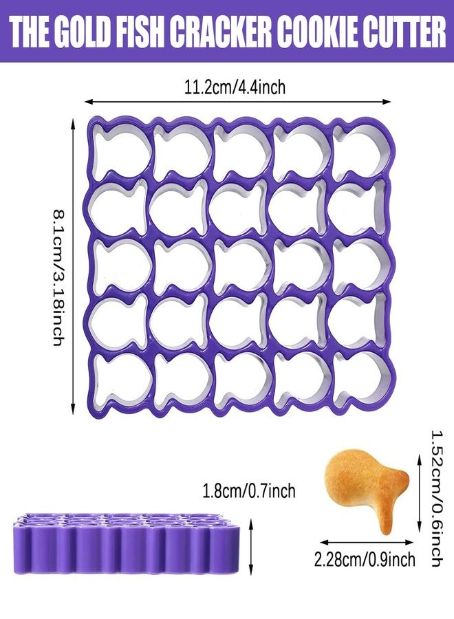 YSYONM Gold Fish Cracker Cookie Cutter, 25 Cavity Mini Plastic Fish Cookie Cutters, Purple, 11.5 x 8 x 1.7cm - Image 2