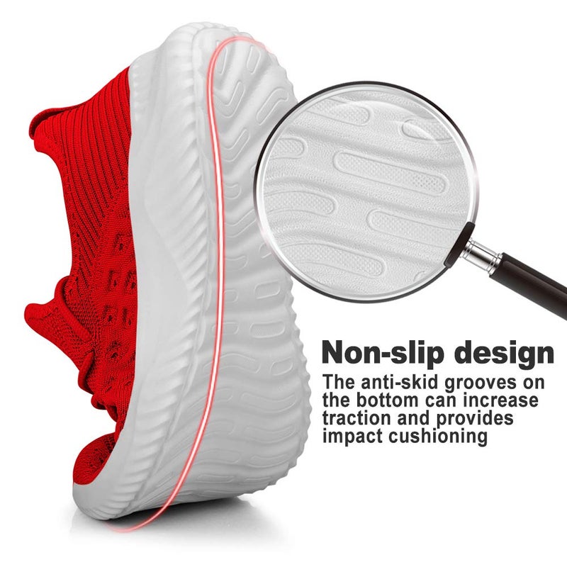 Feethit Mens Slip On Walking Shoes Lightweight Breathable Non Slip Running Shoes Comfortable Fashion Sneakers for Men Red Size 12 - Image 4