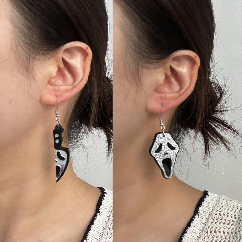 HTH Gothic Knife Ghost Earrings Set Punky Acrylic Spooky Knife Dangle Earrings for Women alloween Costume Accessories - Image 3