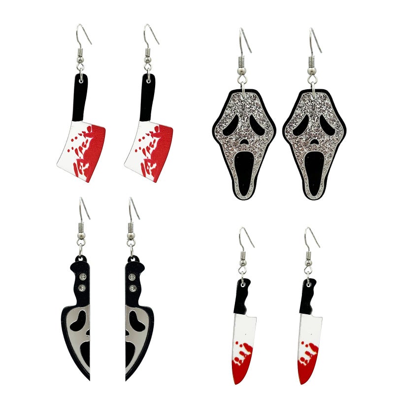 HTH Gothic Knife Ghost Earrings Set Punky Acrylic Spooky Knife Dangle Earrings for Women alloween Costume Accessories - Image 1