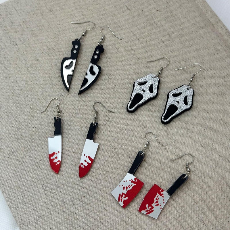 HTH Gothic Knife Ghost Earrings Set Punky Acrylic Spooky Knife Dangle Earrings for Women alloween Costume Accessories - Image 4