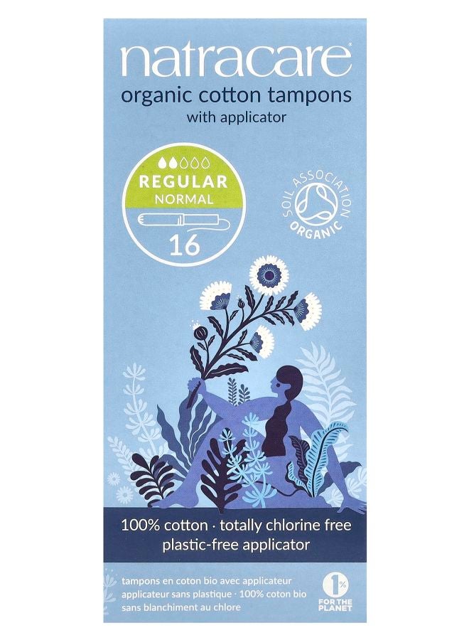 Organic Cotton Tampons with Applicator Regular 16 Tampons