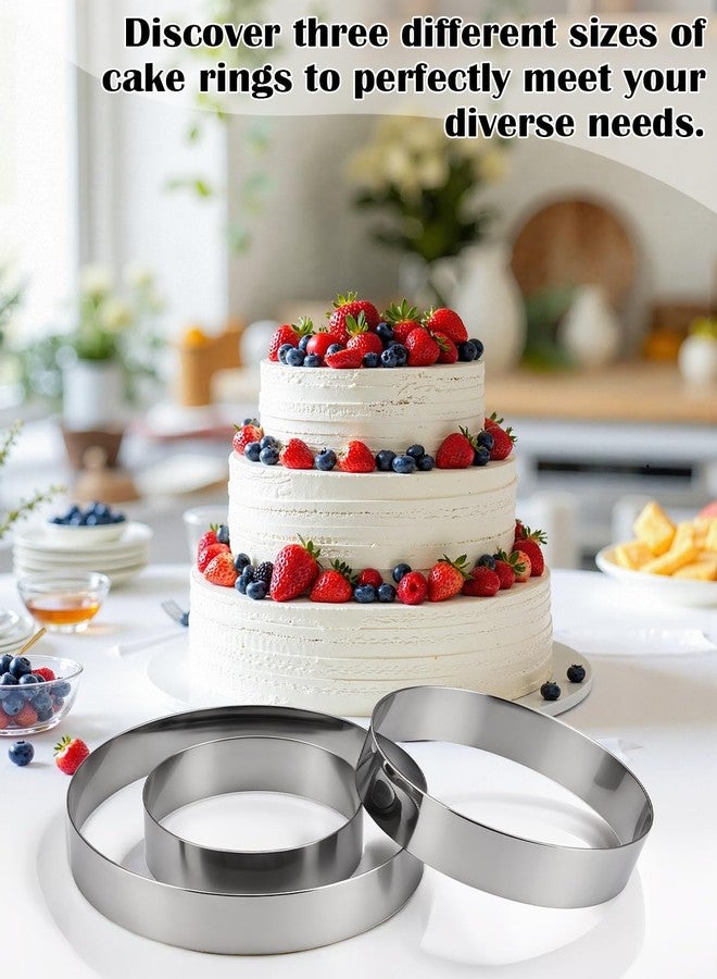 EORTA 3pcs Round Cake Ring Set, 6/8/10 Inch Stainless Steel Pancake Biscuit Cutter Tier Cake Maker Circle Mold - Image 5
