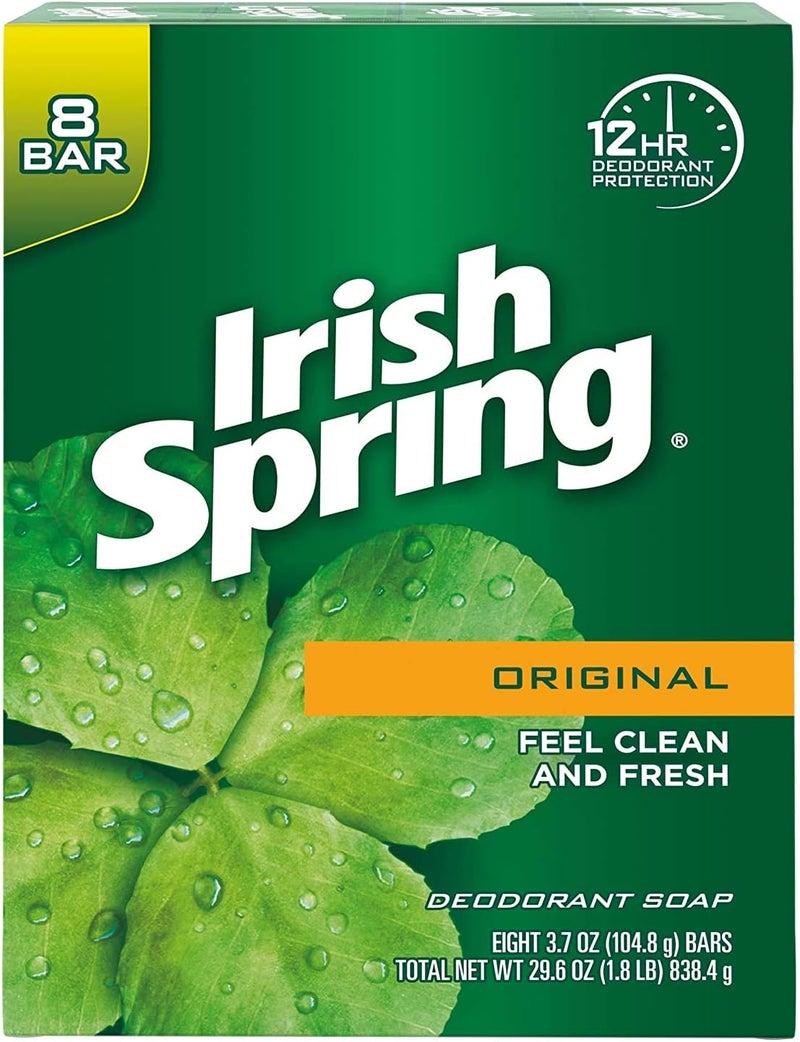 Irish Spring Original Deodorant Soap - 8 Bars of 4 oz Each for Unisex - Image 1