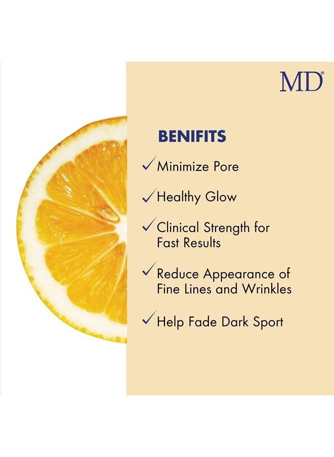 MD Factor Face Serum – Anti-Aging Face Serum with Vitamin C in L-Ascorbic Acid Form for Face & Body – Ideal for Fine Lines & Wrinkles Removal, Dark Spot Reduction & Collagen Production 