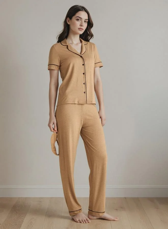 سبلاش فيڤ Contrast Piping Pyjama Set