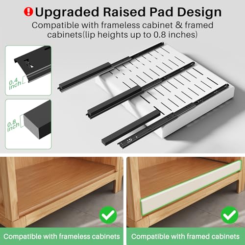 Kitstorack Pull out Cabinet Organizer, Expandable(12"-20") Heavy Duty Slide out Drawers Fixed with Adhesive Nano Film for Pots, Roll out Shelf Storage for Kitchen Base Cabinet, Pantry, Bathroom Cupboard - Image 3