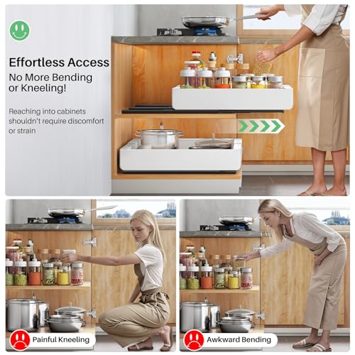Kitstorack Pull out Cabinet Organizer, Expandable(12"-20") Heavy Duty Slide out Drawers Fixed with Adhesive Nano Film for Pots, Roll out Shelf Storage for Kitchen Base Cabinet, Pantry, Bathroom Cupboard - Image 5