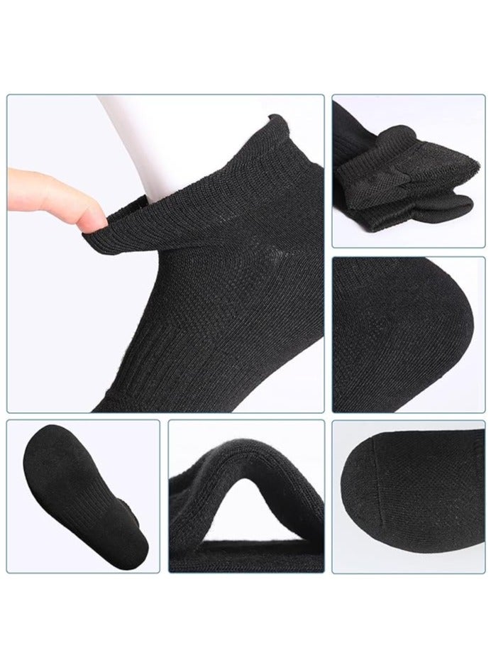 Cuken 3 Pairs Mens Socks,Anti-Blister Cushioned Breathable Running Cotton Socks, Athletic Ankle Sports Socks(Black) - Image 2