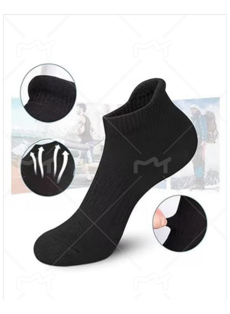 Cuken 3 Pairs Mens Socks,Anti-Blister Cushioned Breathable Running Cotton Socks, Athletic Ankle Sports Socks(Black) - Image 3