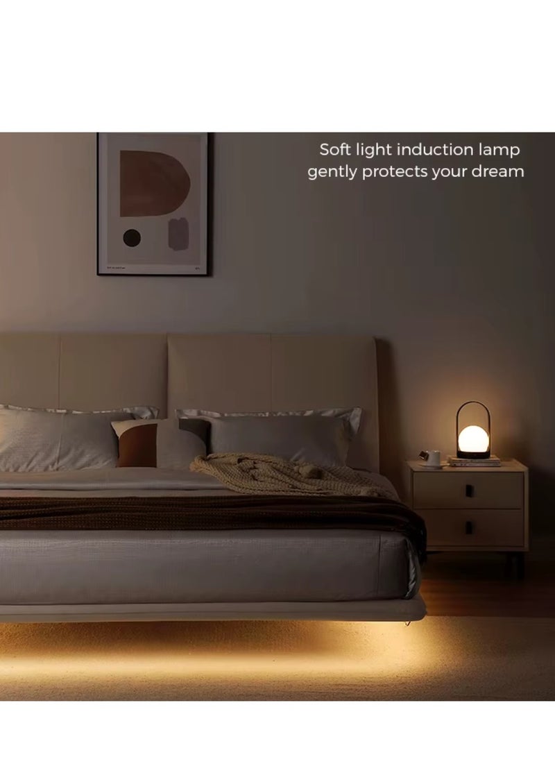 Wooden Twist Floating Queen Size Bed In Cloud Leather Texture With Sensor Lights for Modern Whimsical Bedroom  - Image 3