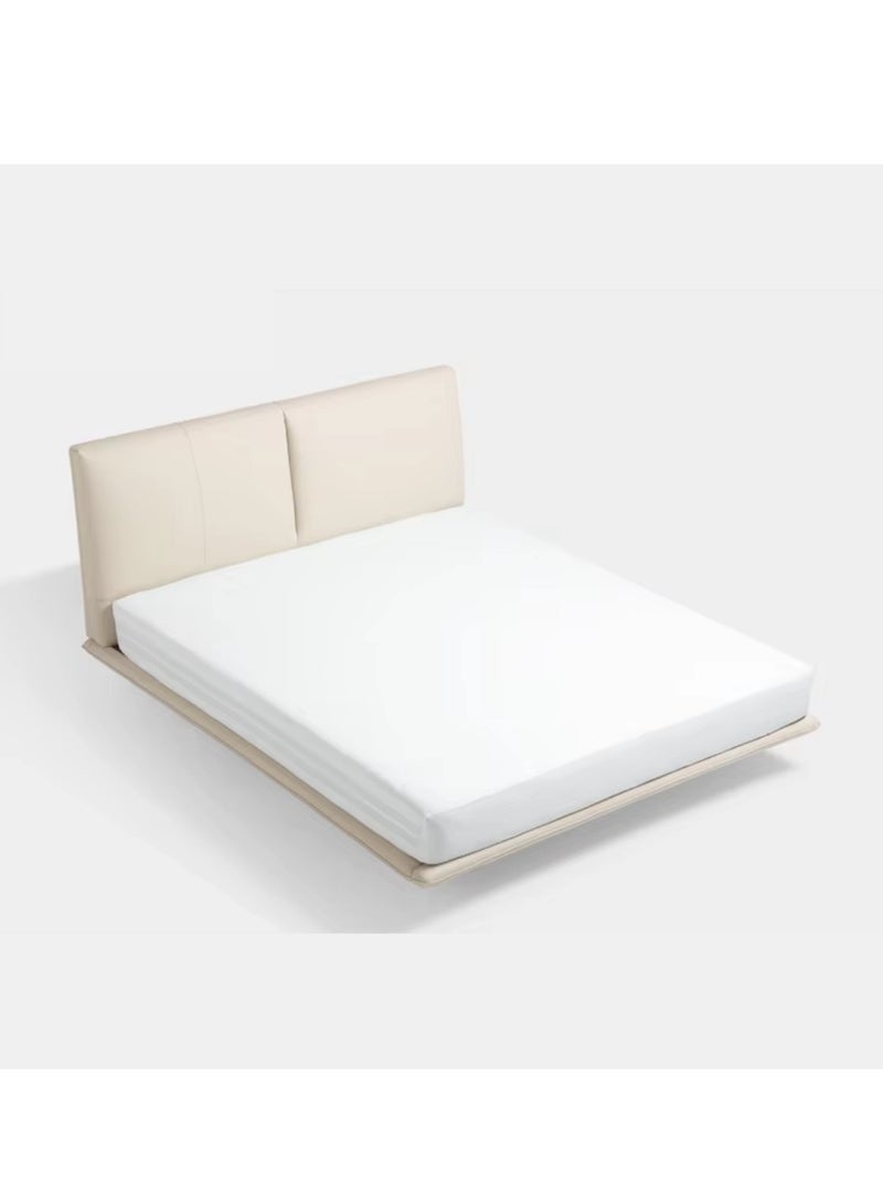 Wooden Twist Floating Queen Size Bed In Cloud Leather Texture With Sensor Lights for Modern Whimsical Bedroom  - Image 5