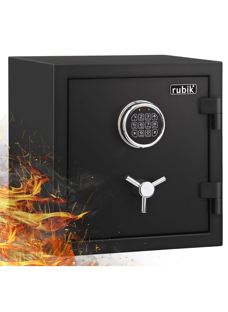 Rubik Fireproof Safe Box with Digital Keypad and Key Lock for Home Office Protect Money Jewelry A4 Documents Passport RBFP40 (Size 40x38x31cm) Black  - Image 1