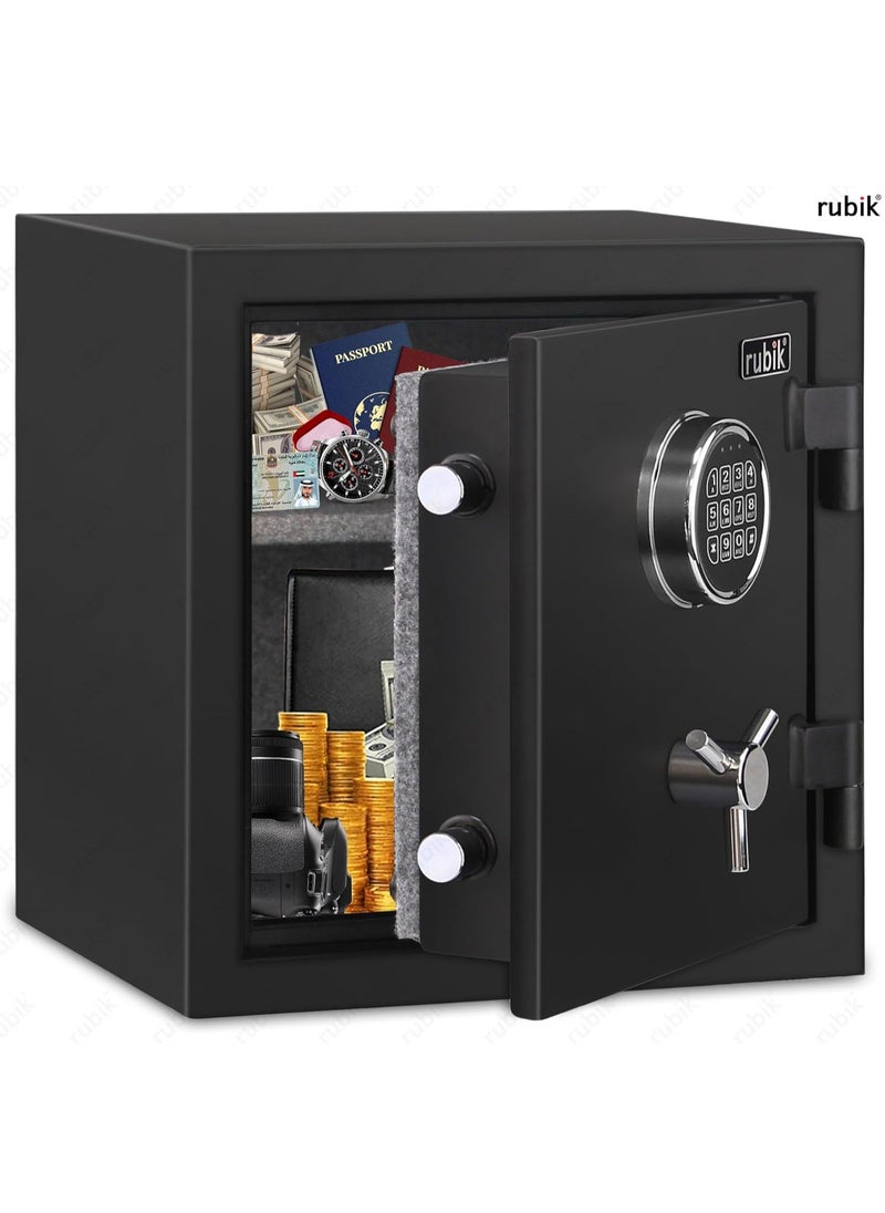 Rubik Fireproof Safe Box with Digital Keypad and Key Lock for Home Office Protect Money Jewelry A4 Documents Passport RBFP40 (Size 40x38x31cm) Black  - Image 2