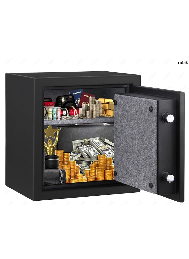 Rubik Fireproof Safe Box with Digital Keypad and Key Lock for Home Office Protect Money Jewelry A4 Documents Passport RBFP40 (Size 40x38x31cm) Black  - Image 3