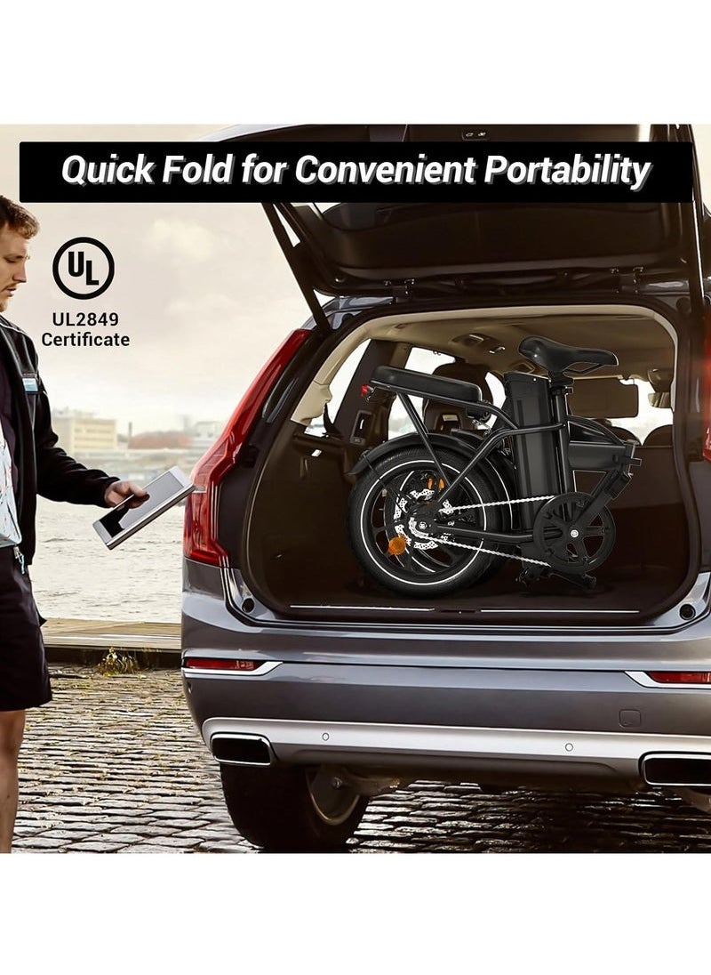Windhorse Folding Electric Bike with 350W High Speed Motor, 36V 8AH Battery, 40 KM/H Speed, 35 KM Range, Dual Disk Brakes, Carbon Alloy Frame and 16 Inches Tires, Portable Electric Bike with Dual Seat  - Image 4