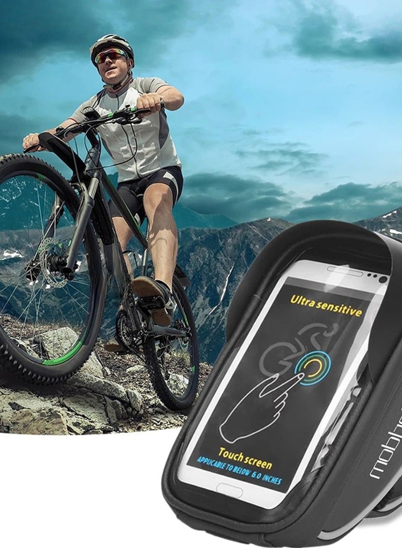 Earldom Waterproof Bike Handlebar Bag with Touchscreen Phone Holder – Fits Phones up to 6.5'', Front Frame Pouch with Storage Compartment  - Image 2