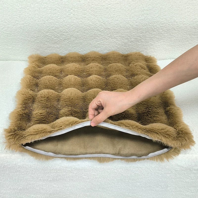 Double-sided imitation rabbit plush pillow, light luxury pillow, large backrest cushion, living room sofa pillow, pillowcase without core, high-end feeling - Image 3