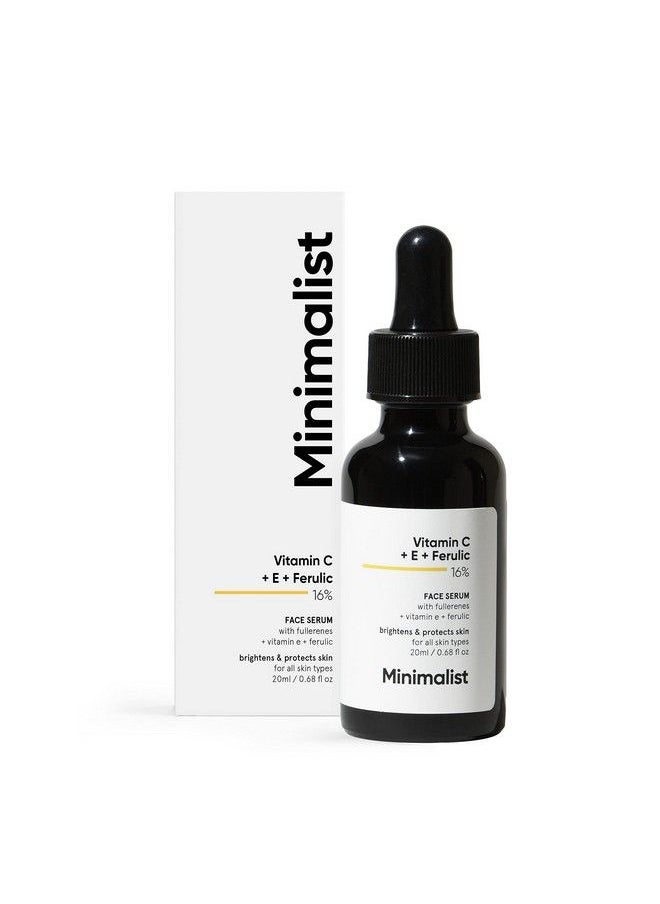 MINIMALIST مصل الوجه بفيتامين سي بنسبة 16% (متقدم) مع فيتامين إي وحمض الفيروليك لبشرة متوهجة؛ تركيبة تفتيح متقدمة بقوة فيتامين سي وحمض الفيروليك والفوليرين؛ 20 مل  - Image 1
