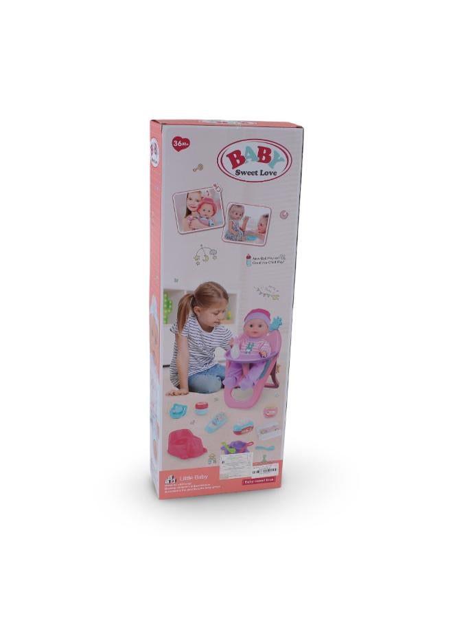 OKO Baby Sweet Love Doll Play Set with High Chair & Accessories - Image 2