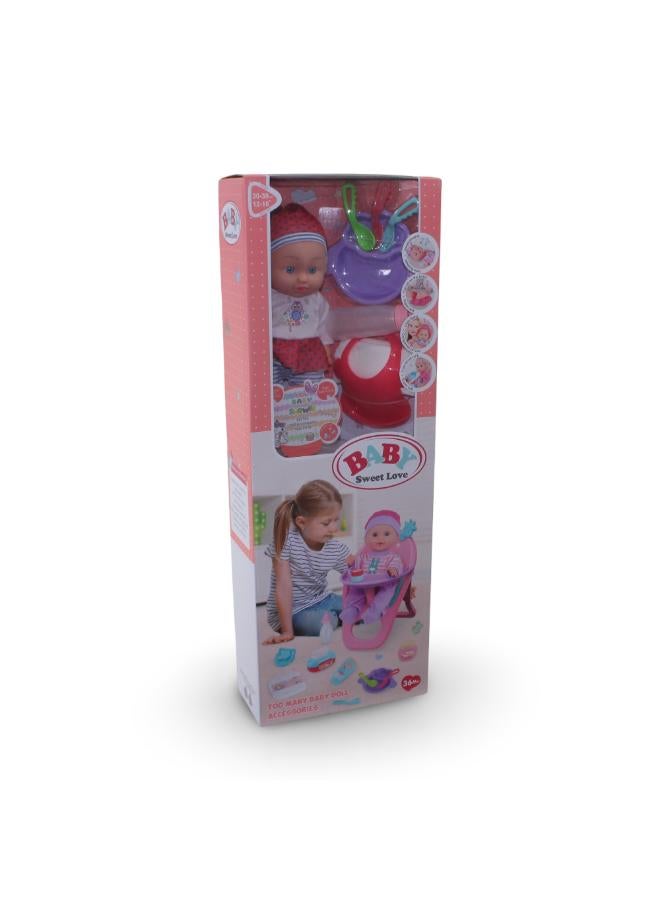 OKO Baby Sweet Love Doll Play Set with High Chair & Accessories - Image 1