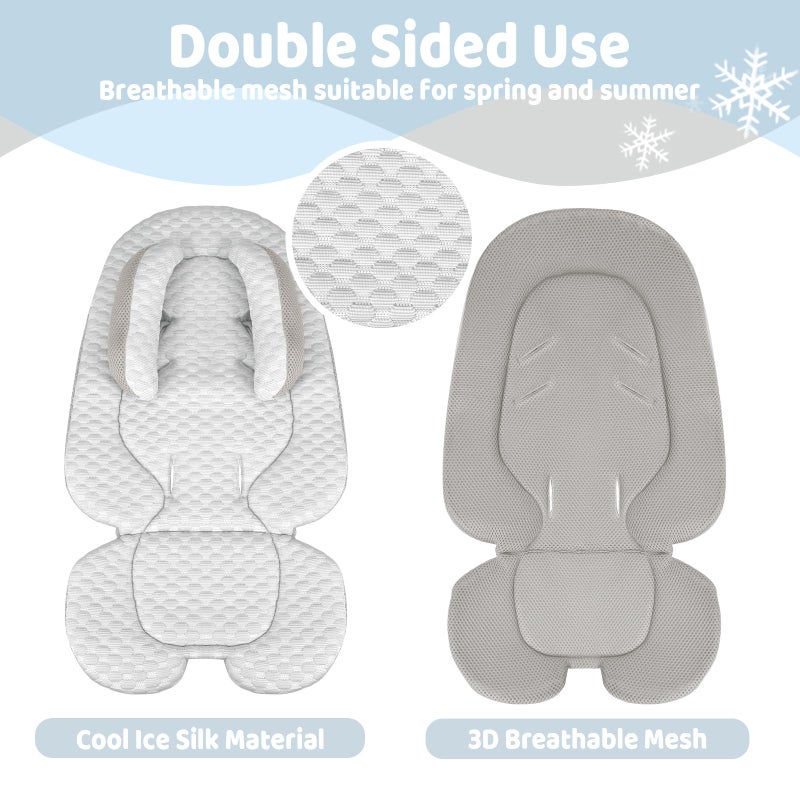 KAKIBLIN Infant Car Seat Insert, Baby Car Seat Head Neck Body Support, Breathable Newborn Car Seat Insert, 2-in-1 Reversible Stroller Pad or Girls Boys,Strollers,Car Seat,High Chair,Swing - Image 4