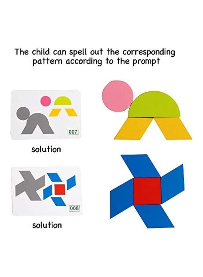 Loquat Wooden Pattern Blocks Toys - Tangram Animals Jigsaw Puzzle Set - Image 3