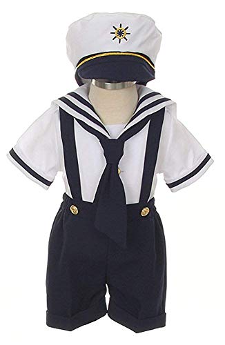 iGirlDress Baby Toddler Boys Nautical Sailor Outfit Short Suit 4 Piece Set 2T Navy - Image 4