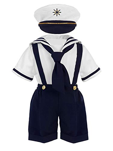 iGirlDress Baby Toddler Boys Nautical Sailor Outfit Short Suit 4 Piece Set 2T Navy - Image 1