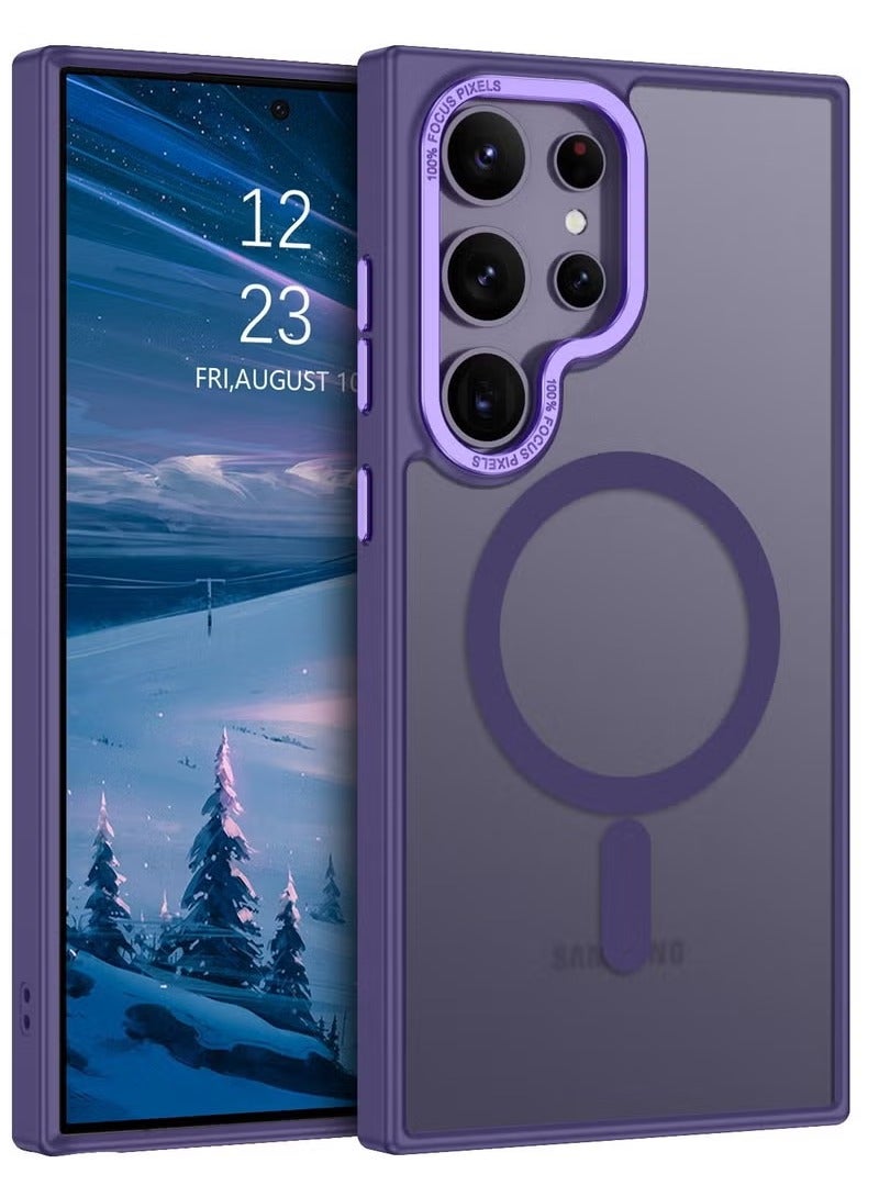 Protective Case for Samsung S25 Ultra, Compatible with MagSafe, Translucent Frosted Magnetic Anti-Shock Back Cover with Powerful Magnet, Ultra Comprehensive Protection Case for Galaxy S25 Ultra 5G (Purple) - Image 1