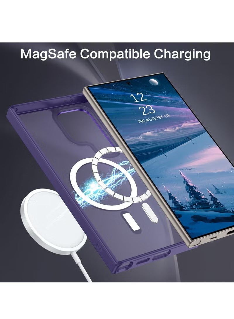 Protective Case for Samsung S25 Ultra, Compatible with MagSafe, Translucent Frosted Magnetic Anti-Shock Back Cover with Powerful Magnet, Ultra Comprehensive Protection Case for Galaxy S25 Ultra 5G (Purple) - Image 2
