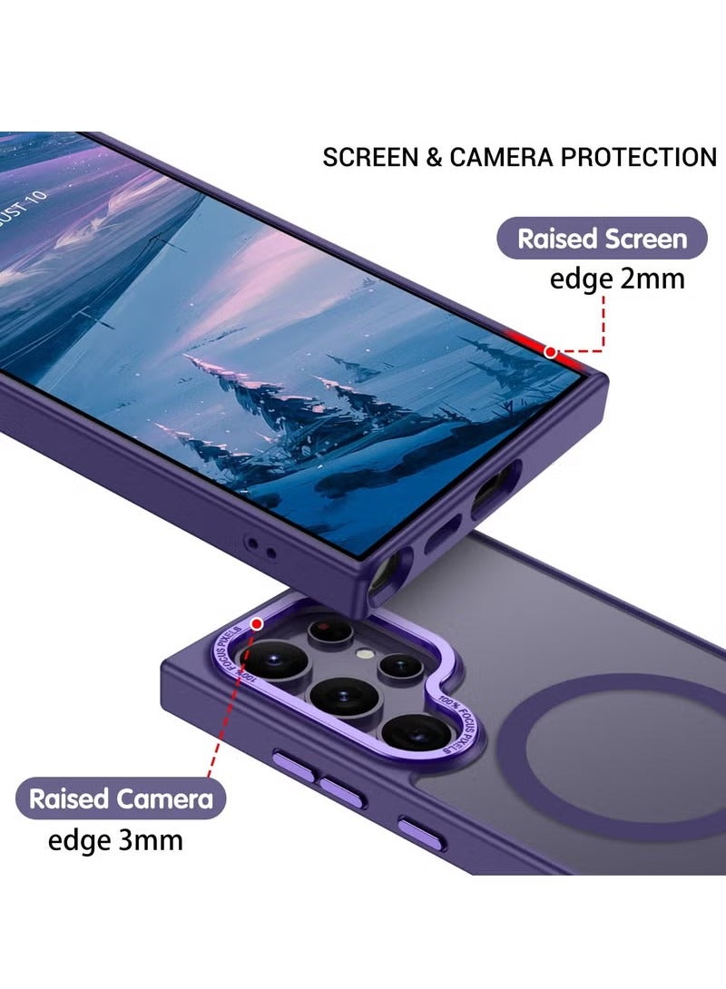 Protective Case for Samsung S25 Ultra, Compatible with MagSafe, Translucent Frosted Magnetic Anti-Shock Back Cover with Powerful Magnet, Ultra Comprehensive Protection Case for Galaxy S25 Ultra 5G (Purple) - Image 4