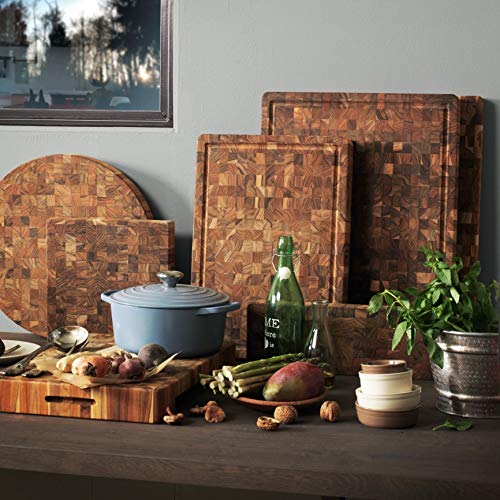 Teakhaus Butcher Block Cutting Board - Medium Thick Cutting Board with Juice Groove - Teak End Grain Wood - Knife Friendly - FSC Certified - Image 2